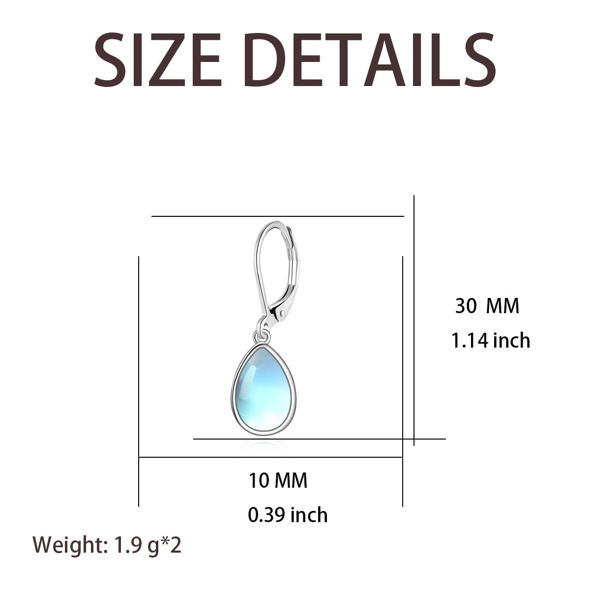 TALYKONG Moonstone Earrings for Women Teardrop Leverback Dangle Earrings for Women (moonstone earrings)