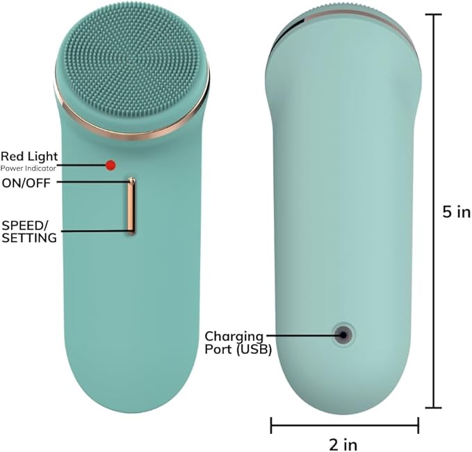 Electric Cleansing Facial Brush - Rechargeable Waterproof Face Exfoliator, 5-Speed Silicone Face Scrubber, Deep Cleanse & Moisturizer, Adjustable Heads, All Skin Types, for Men & Women (Pink Pearl)