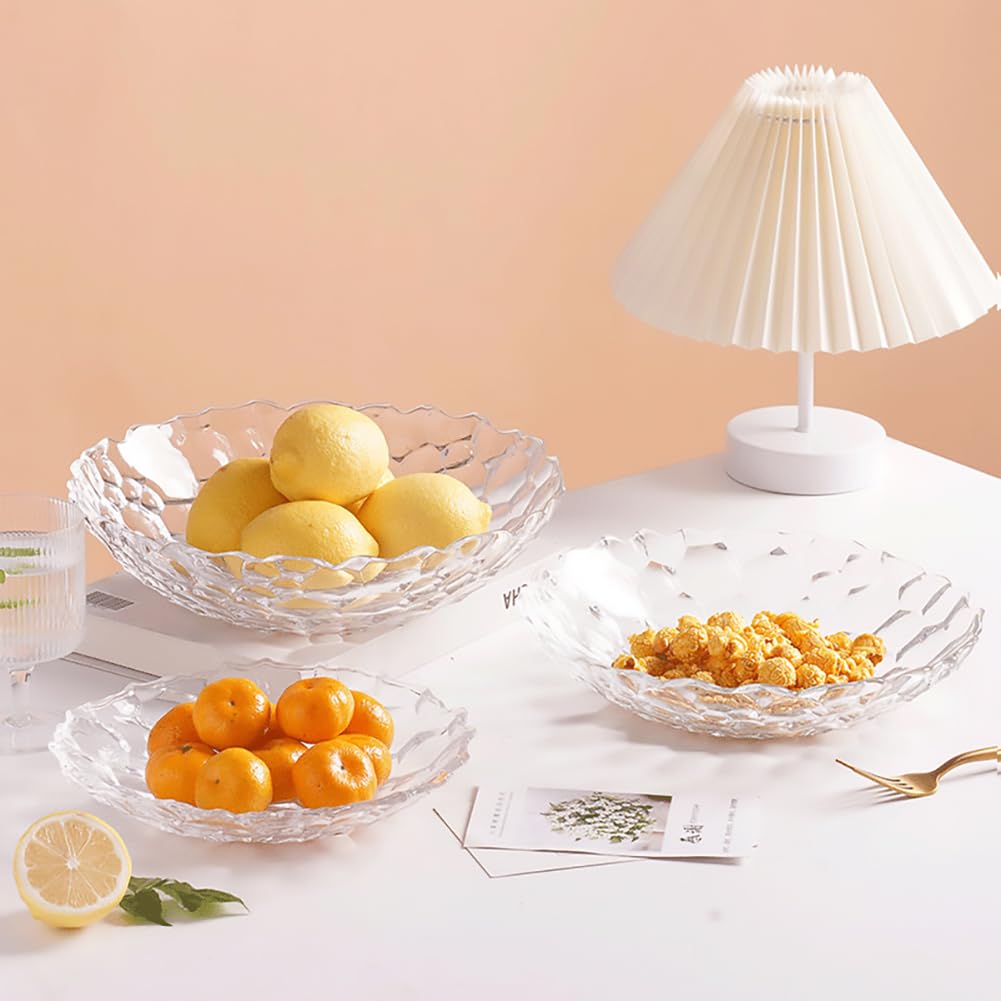 2 Pack Glass Fruit Bowl, Fruit Basket Holder, Crystal Fruit Bowl, Dessert Plate,Decorative Pedestal Bowl,for Table Décor for Home,Office, Wedding Decor, Fruit, Snack, Dessert (Large+Small,Clear)