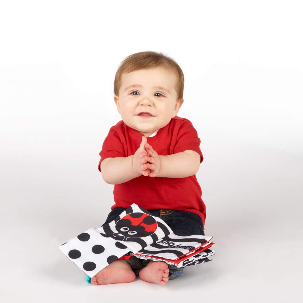 Sassy Peek-a-Boo Activity Book with Attachable Link for On-The-Go Travel,Sensory Play,Black & White,Ages 0+ Months,(Pack of 12)