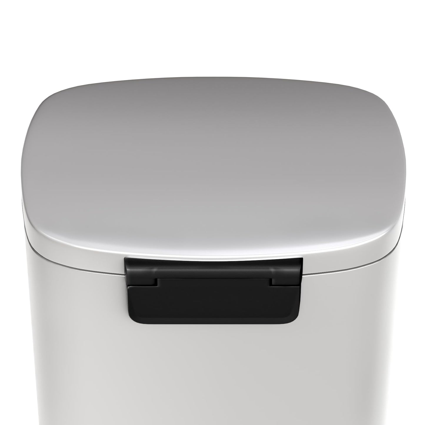 Garvee 13 gal / 50 L Metal Kitchen Trash Can with Lid, Large Rustproof Garbage Can for Kitchen, Step-on Trash Bin with Inner Bucket, Rear Handle, Soft Close Lid, White