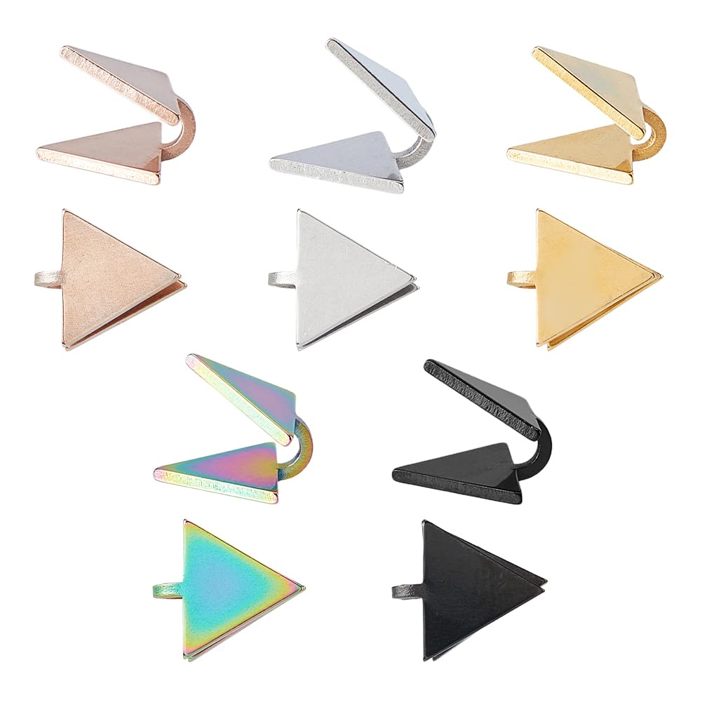 TNKBREEZE 5 Pairs Clip-on Earrings 5 Colors Stainless Steel Non-pierced Pressure Earrings Triangle Compression Earring Adjustable Cuff Earring for Women Men Ladies