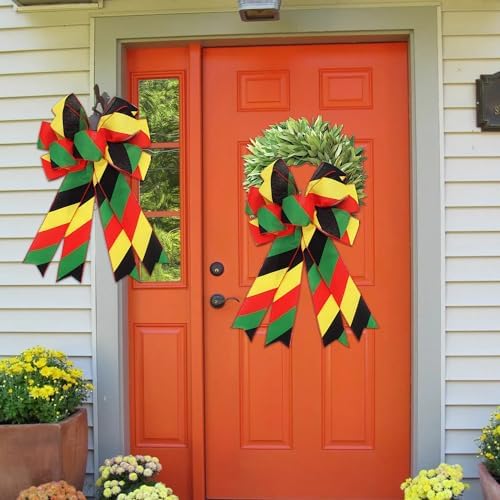 2PCS Large Black History Month Juneteenth Wreath Bows for Front Door Decor