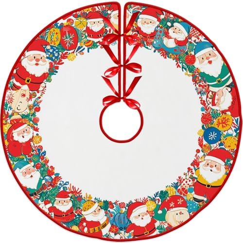 Santa Claus Patterns Christmas Tree Skirt 36 Inches Tree Skirt by Leo Walker,Christmas Tree Decorations, Farmhouse Christmas Decor Xmas Holiday Home Party Decorations