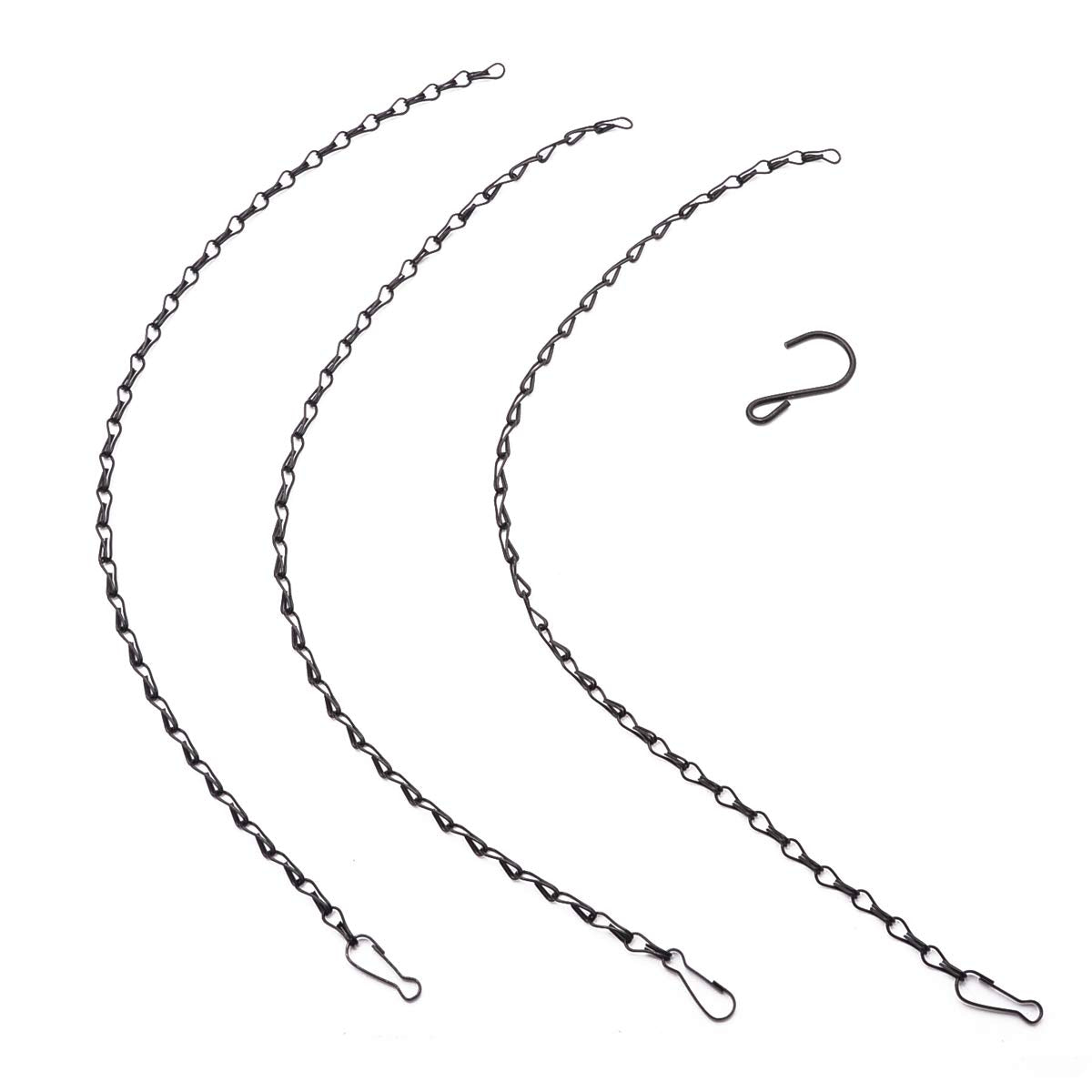 KABB Hanging Basket Chains, Black Iron Sling Chain, 20" L x 20" W x 0.8" H, Indoor/Outdoor, Holds Up to 20 lbs, 2 Pack