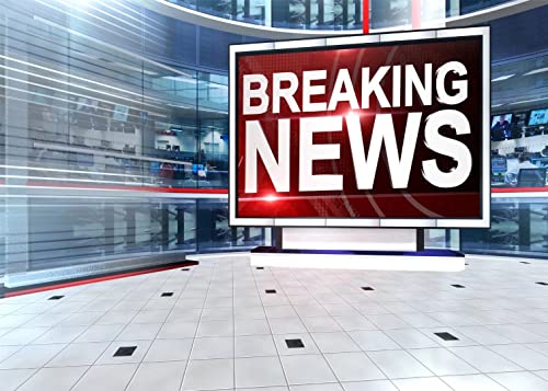 BELECO Fabric News Broadcast Backdrop - 5x3ft TV Breaking News Room Broadcasting Background - Journalist Portrait Photo Props - size: 5x3ft
