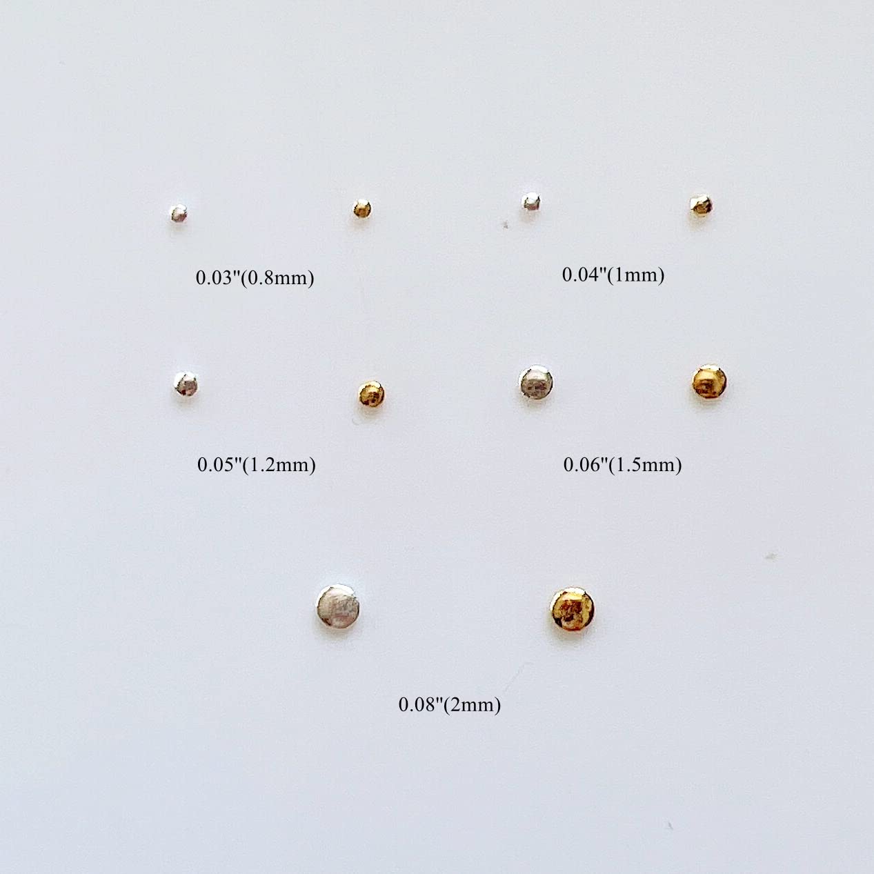 NAIL ANGEL Approx.1000pcs/bag Nail Art Round Metal Stud Different size Stud Gold and Silver Color 10011