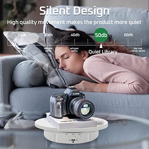 JAYEGT 3in 1 Motorized Rotating Display Stand with 5.74 /7.08/ 8.66 inch Replacement Cover，Max 22lbs Load , 360 Electronic Turntable for Photography Products (3 in1 / White/ With Remote controller) - color: White