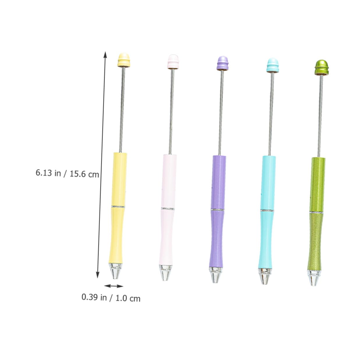 OSOLADY 5pcs Metal Ballpoint Pens Beaded DIY Craft Pen Set for Office School Daily Writing Adult and Household Use