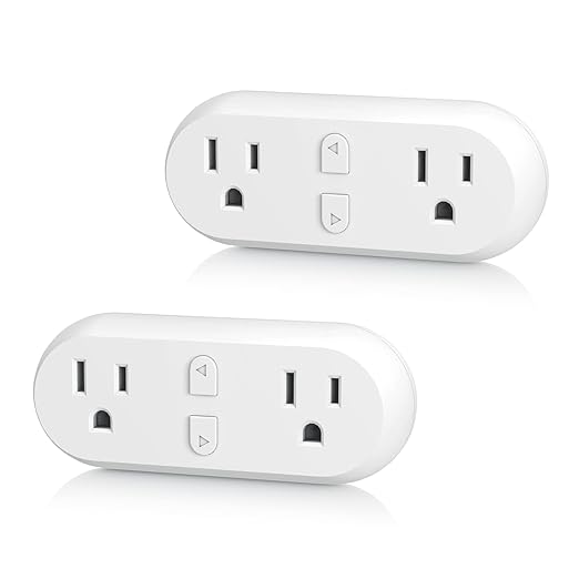HBN Smart Plug 15A, WiFi Outlet Extender Dual Socket Plugs Works with Alexa, Google Home Assistant, Remote Control with Timer Function, No Hub Required, ETL Certified, 2.4G WiFi Only, 2-Pack