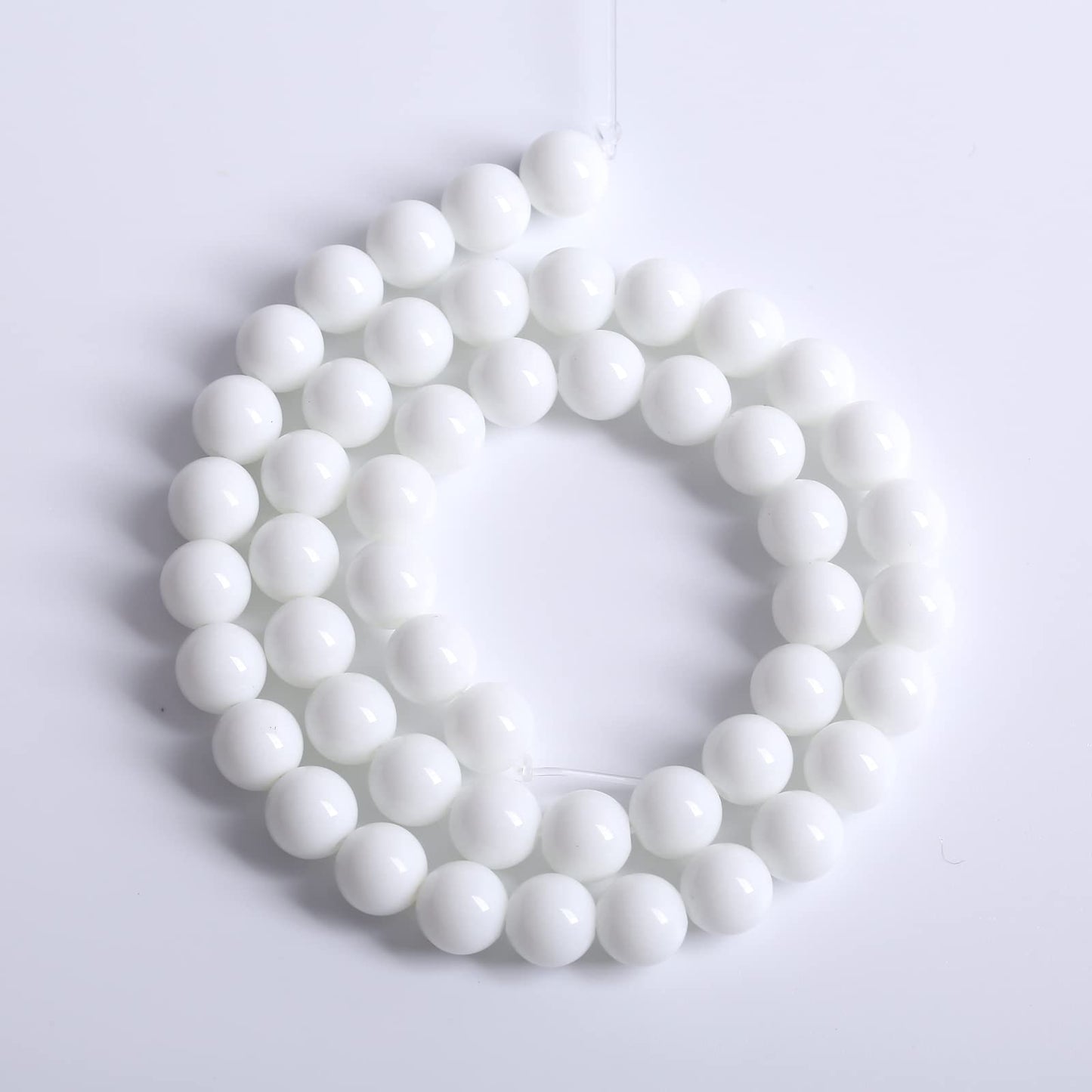 Natural White Porcelain Agates Stone Round Beads for Jewelry Making Spacer Loose Spacers Beads DIY Bracelets 10mm 39pcs 15" Strand