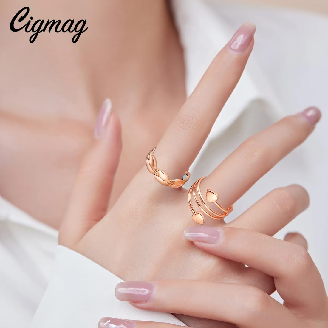 Cigmag 4PCS Copper Rings for Women Magnetic Rings Strong Magnets Pure Copper Adjustable