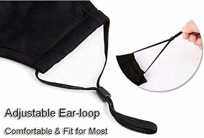 NBDIB Adult Adjustable Face Protection with Filter Pocket and Nose Wire Black Breathable Cloth Mask with 10Pcs Filters