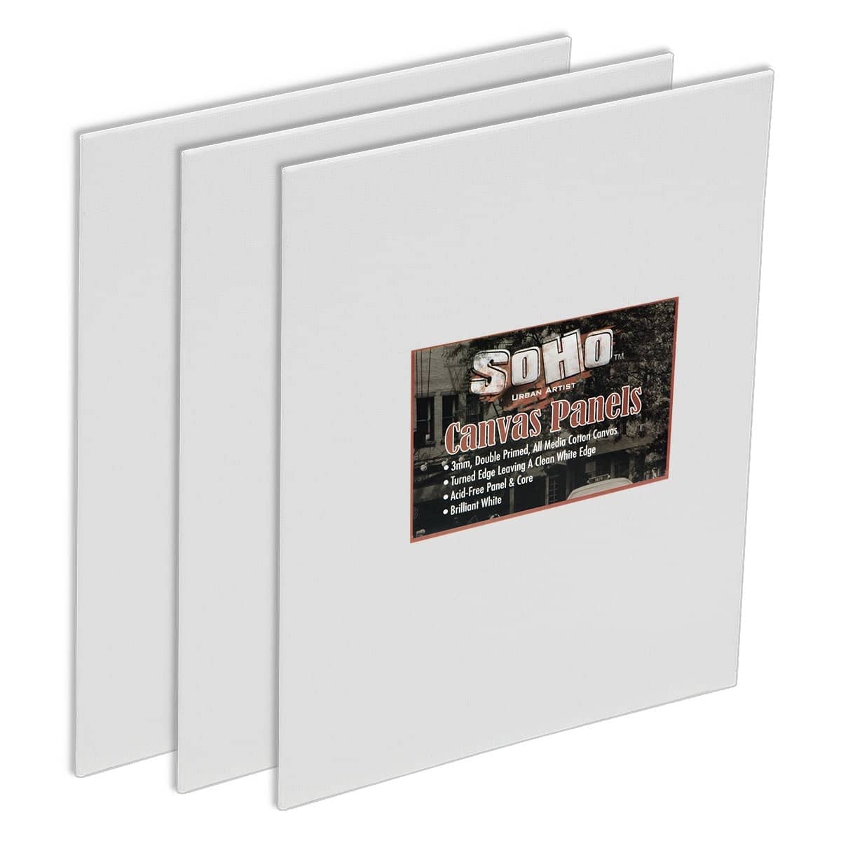 SoHo Artist Cotton Canvas All Media Panels - 14x18-3 Pack of Double Primed Cotton Acid-Free Panels Bonded Canvases for Paintings, Artwork and More