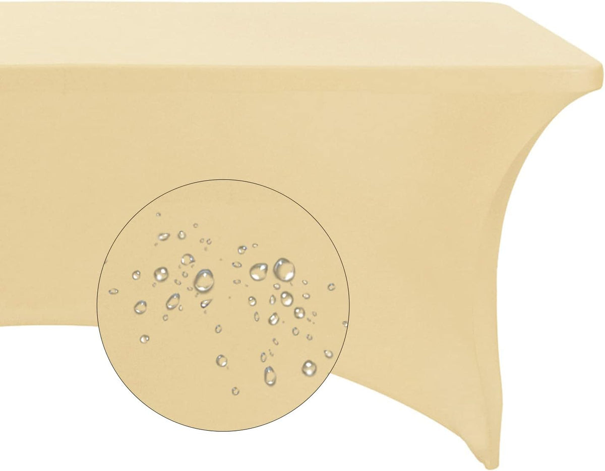 Spandex 6ft Waterproof Table Cover for Party,Wedding, Banquet, and Events(Champagne)