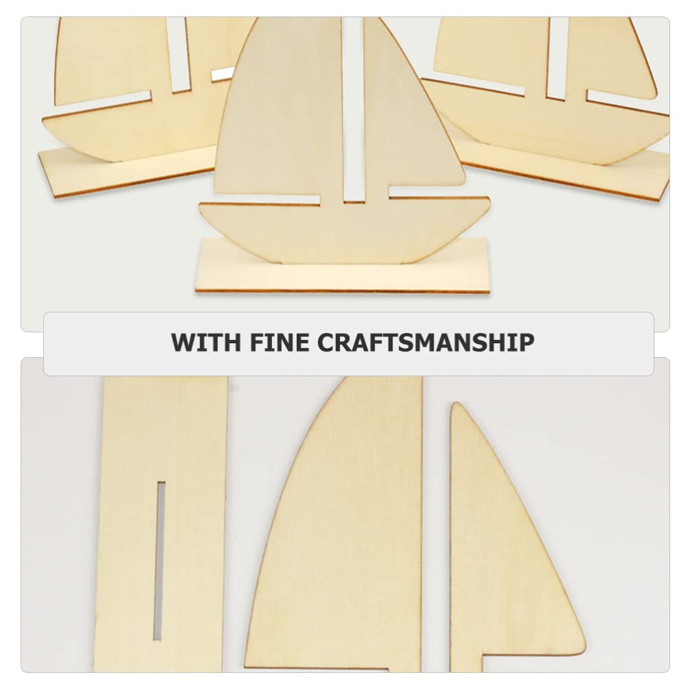 10pcs Sailboat Wood Slices Unfinished Wood Cutouts Rustic Blank Wood Sailing Slice Pieces Ornaments Hanging Embellishments for Beach Ocean Theme Party DIY Art Crafts Projects