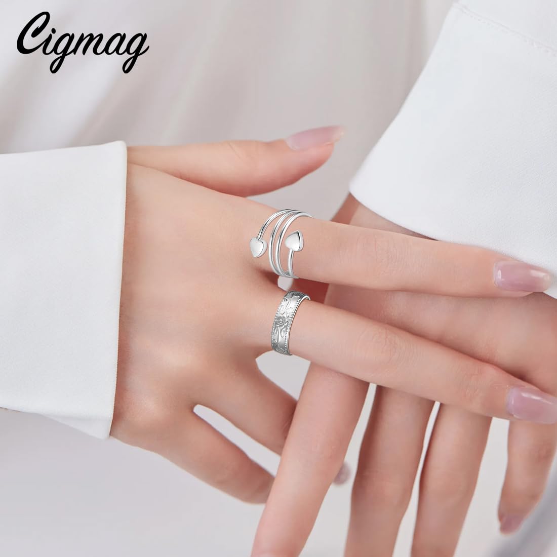 Cigmag 4PCS Copper Rings for Women, Magnetic Rings Strong Magnets Pure Copper, Adjustable