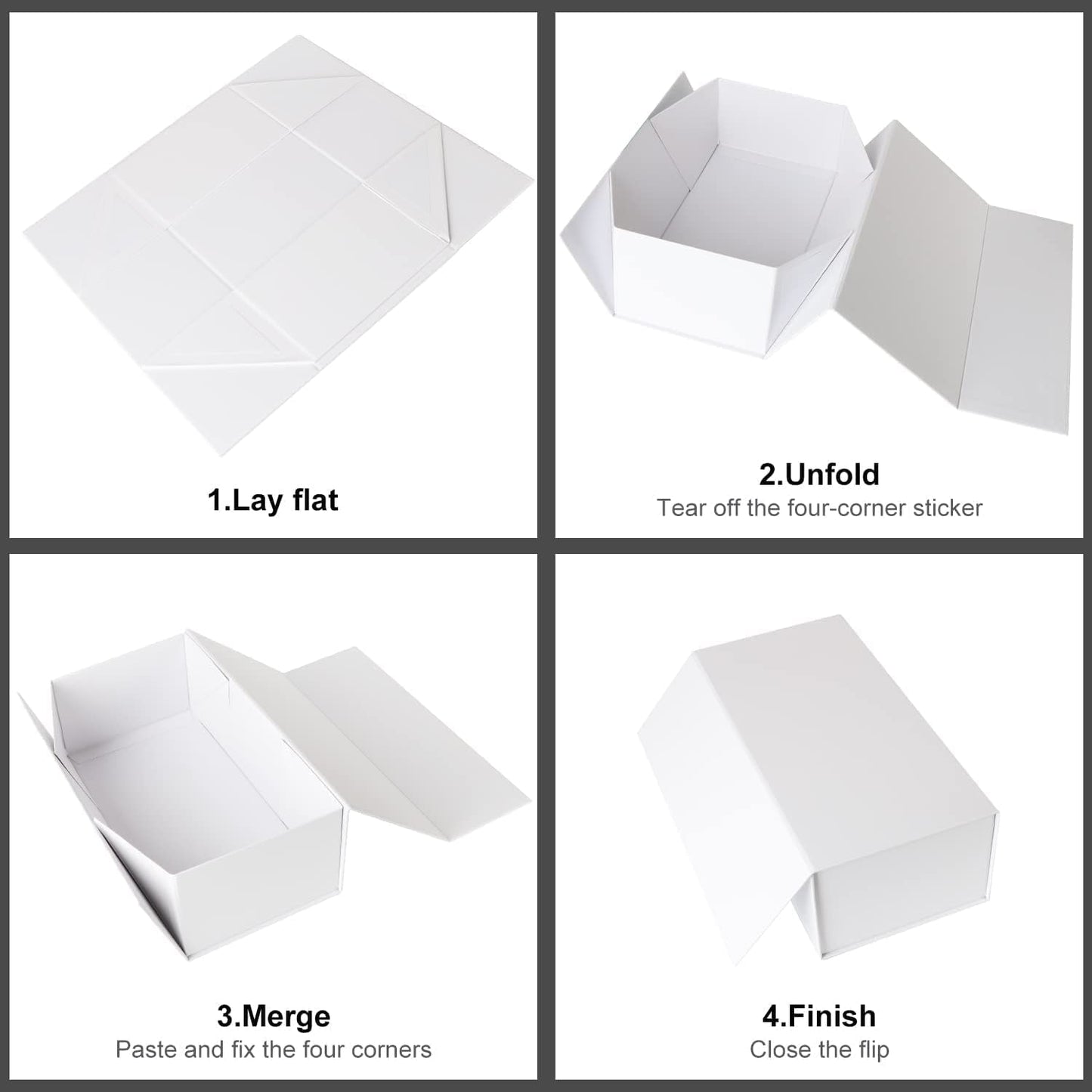 Gift Boxe 12" x 6" x 4" with Magnetic Closure Lid Gift Boxes for Presents,Bridesmaid Gifts Box,Cute Box,Birthday Gift box,Luxury for Gift Packaging, Magnetic Gift Box for Wrapping Gifts (White/5PCS)