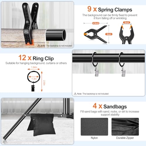 FUDESY 10x30ft Backdrop Stand Heavy Duty Adjustable Photography Background Support System with Angle Rotatable Connector, Spring Clamps, Sandbags, Ring Clips, Carry Bag for Photo Video Studio, Wedding - size: 10x30ft
