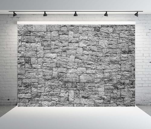 BELECO 9x6ft Fabric Dark Brick Stone Wall Backdrop Gray Rock Stones Texture Old Wall Background Medieval Castle Wall Party Decorations Banner Knight Party Supplies Photoshoot Props - size: 9x6ft