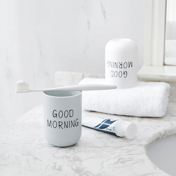 Toothbrush Cup 2Pcs, Bathroom Toothbrush Holder, Storage Cup 300ml, Drinking Cup, Reusable (Black + White)