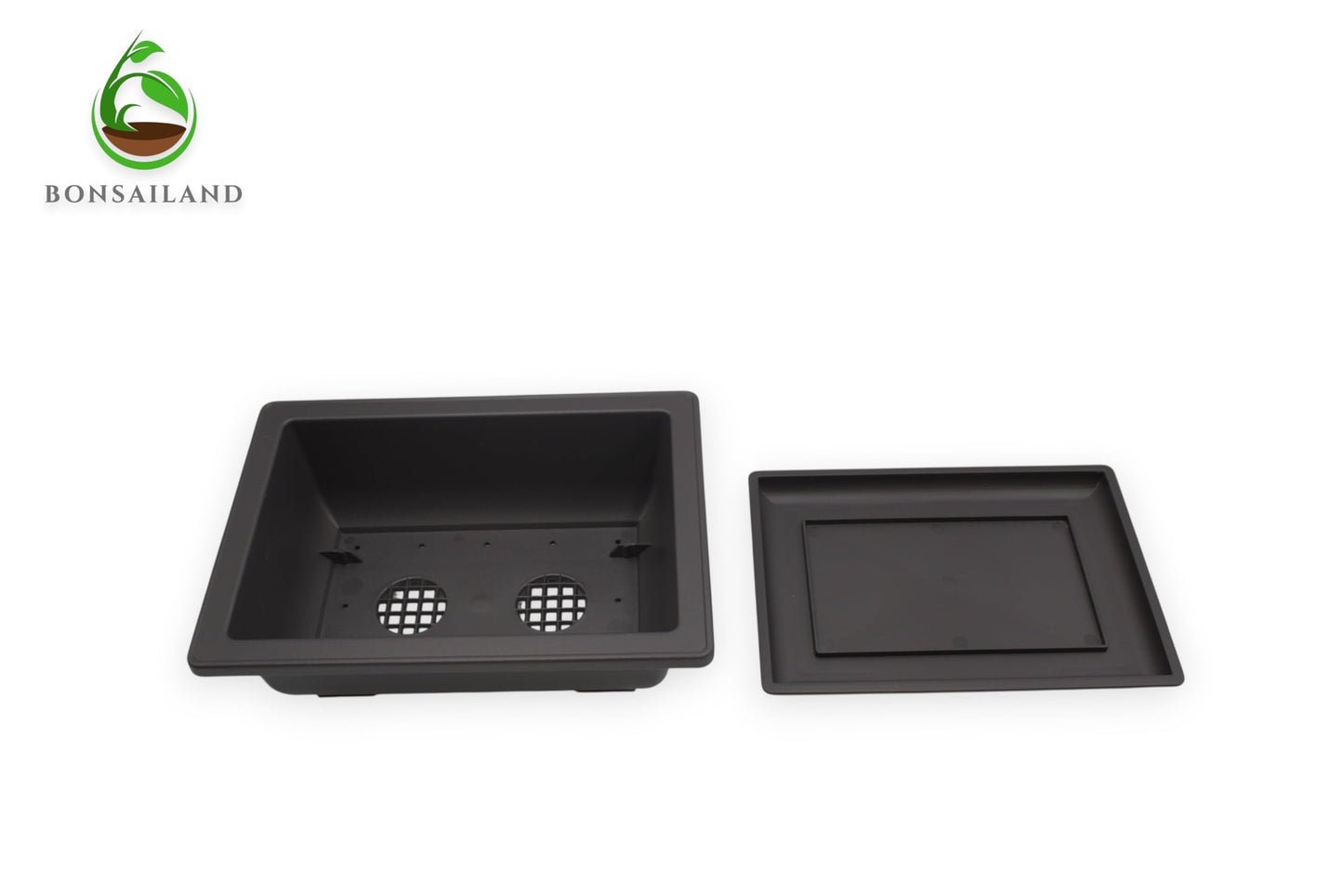 Bonsai Pots Rectangular Planter Containers with Humidity Trays, 3 Pack - 9 Inch Plastic Growing Pots for Garden, Succulents, Small Flowers and Plants