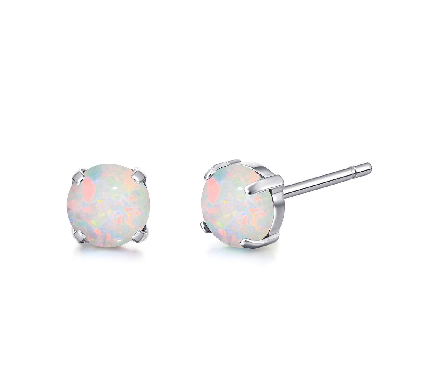 Limerencia Hypoallergenic G23 Titanium Earrings, F136 Implant Grade Pure Titanium, Suitable for Sensitive Ears with Birthstone Crystals CZ Simulated Diamonds (October- Created Opal)