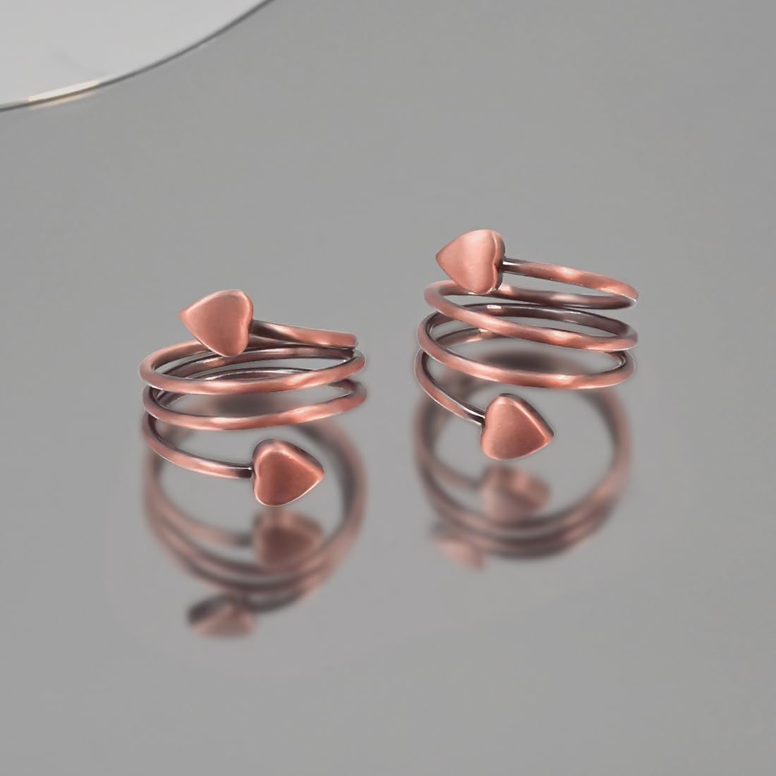 Vicmag Copper Magnetic Ring for Women Ring Ladies Fingers Thumb 99.9% Solid Pure Copper Gift 2PCS Adjustable (Copper Heart)