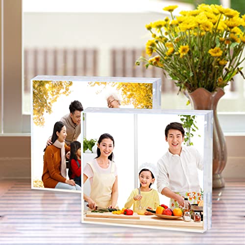 Sezanrpt Acrylic 4x4 Square Picture Frame, Magnetic Acrylic Picture Frames for 4x4 or 3x3 Pictures Display, Clear Double Sided Thick Picture Frames, Photo Frames Desktop Display - size: 4'' x 4''