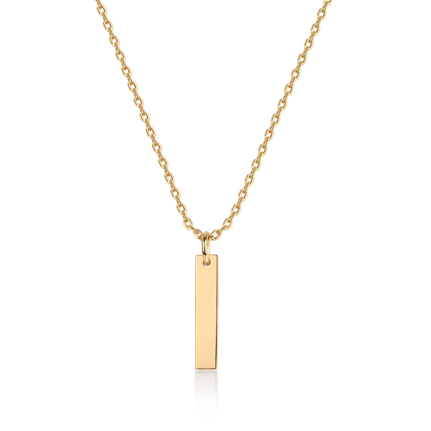 PAVOI 14K Gold Plated Bar Necklace l Pendants for Women (Yellow Plated, Bar)
