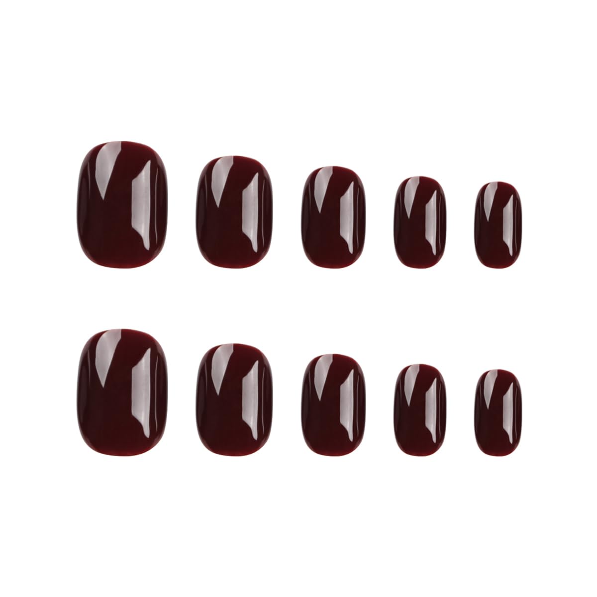 Dark Red Press on Nails Short Squoval Fake Nails Valentines Nails Press ons with Solid Color Design Full Cover Stick on Nails for Women Manicure,Reusable | Glue Tabs | Easy Apply | 24Pcs