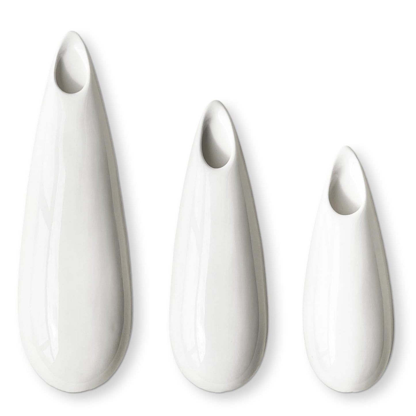 3 Pack White Ceramic Wall Vases,11.8+7.9+5.9 Inch White Vases, Cubicle Modern Decor Plant Holder Vase for Indoor Plants,Air Plants Holders,Office Minimalist Wall Decor