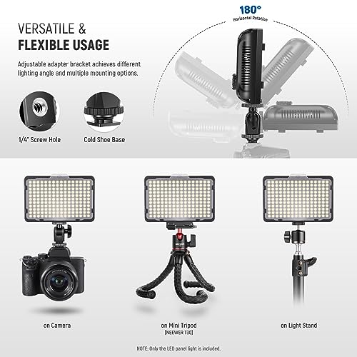 NEEWER Dimmable 176 LED Video Light Lighting Kit: 176 LED Panel 3200-5600K, 2 Pieces Rechargeable Li-ion Battery, USB Charger and Portable Durable Case for Canon, Nikon, Pentax, Sony DSLR Cameras
