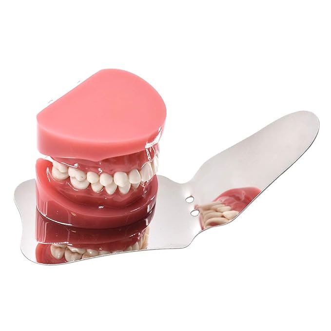 Angzhili 1 piece Dental Photography Mirrors Dental Orthodontic Mirror Stainless Steel Single Sided Photographic Occlusal Mirror,Bendable Dental Oral Mirror Intra-Oral Reflector (B type)