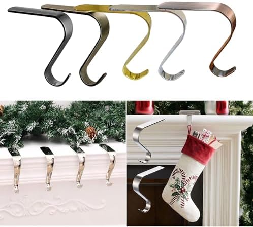 Metal Hanger for Hanging Mantel Decoration Christmas Stocking Holders Festival Ornament Hook for Indoor Outdoor Metal Hanging Hooks