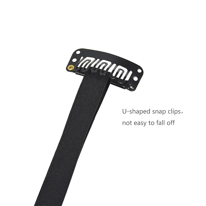 4 Pcs Facelift Bands with Clips Invisible Face Stretching Lifting Strap Adjustable Elastic Band Face Slimming Band (24cm Black Single Bands)