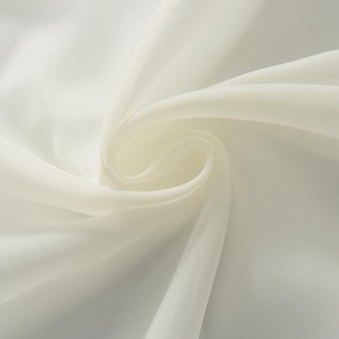 SpaceDresser Ivory Sheer Curtains 4 Panels Rod Pocket Semi-Sheer Curtain 96 Inches Long Light Filtering Voile Window Drapes for Bedroom Living Room Kitchen, Each 52W x 96L