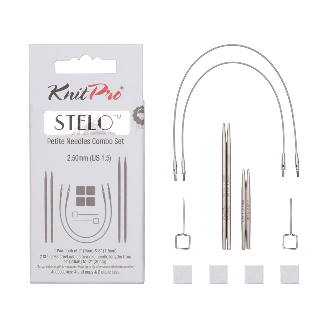 KnitPro Stelo Petite Interchangeable Needle Combo Set 2" (5cm) & 3" (7.5cm) | US 1.5 (2.5mm)