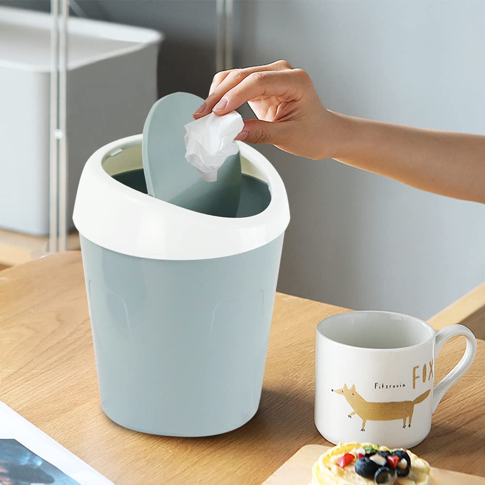 SITAKE Mini Swing Lid Desktop Trash Can, Blue + Green + Pink, Plastic, 3 Colors, 180 Count