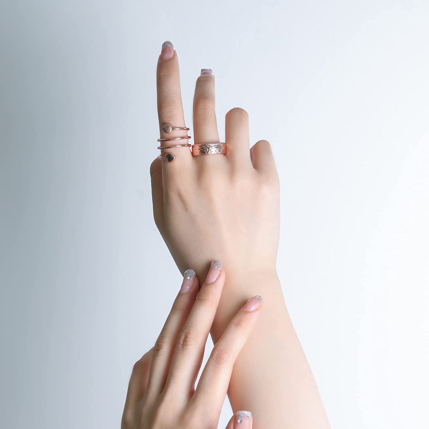 Feraco Copper Magnetic Ring for Women - Ladies Fingers Thumb 99.9% Solid Pure Copper Gifts for Women 2PCS