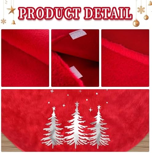 Red Christmas Tree Skirt, 36 Inch Christmas Faux Fur Tree Skirt for 4-6 Ft Christmas Tree Xmas Small Tree Skirt for Christmas Tree Decorations Indoor Holiday Winter Farmhouse Decorations