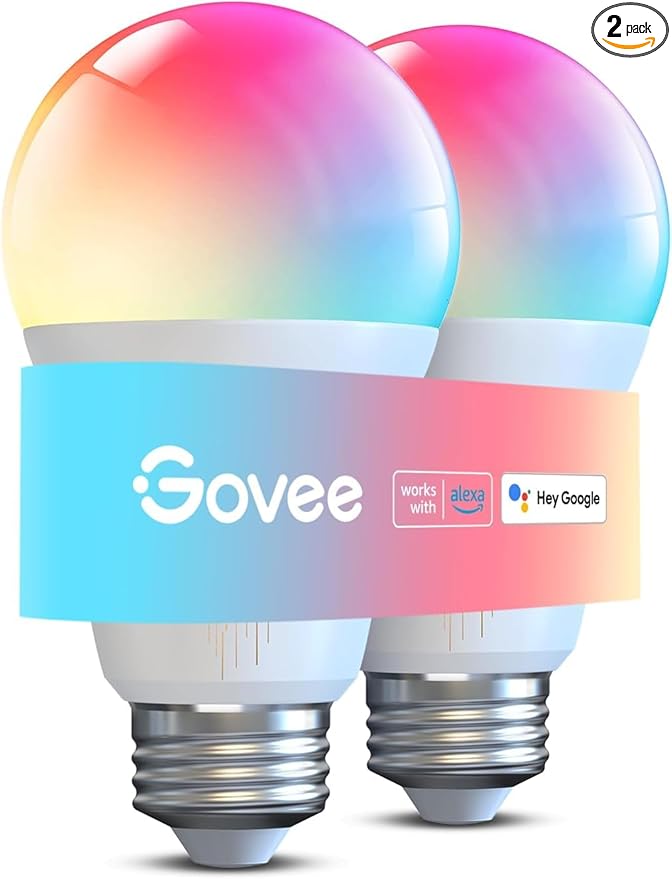 Govee Smart Light Bulbs 1200 Lumens, Color Changing Light Bulbs RGBWW Dimmable, Works with Alexa & Google Assistant, Color Bulb, 12W 85W Equivalent A19 LED Bulbs for Bedroom Living Room, 2 Pack