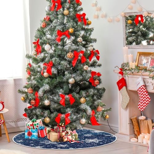 Christmas Tree Skirt 36 inch Xmas Tree Skirts White Snowflakes Ice Blue R Winter Holiday Party Tree Mat Decor for Merry Christmas Indoor Outdoor Decoration