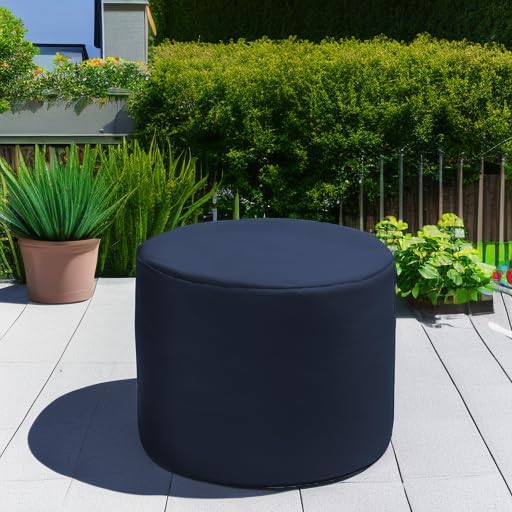 Jaxx Spring Indoor/Outdoor Bean Bag Pouf Ottoman, Navy