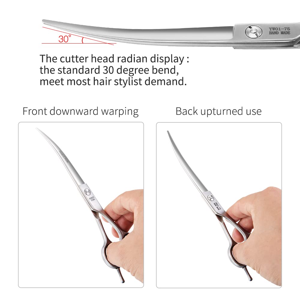 Fenice Peak 3pcs Dog Grooming Scissors Set Straight Thinning Curved Shears Stainless Steel Shears for Pet Grooming Sharp and Durable with Case Suitable for home users and Professional Groomer