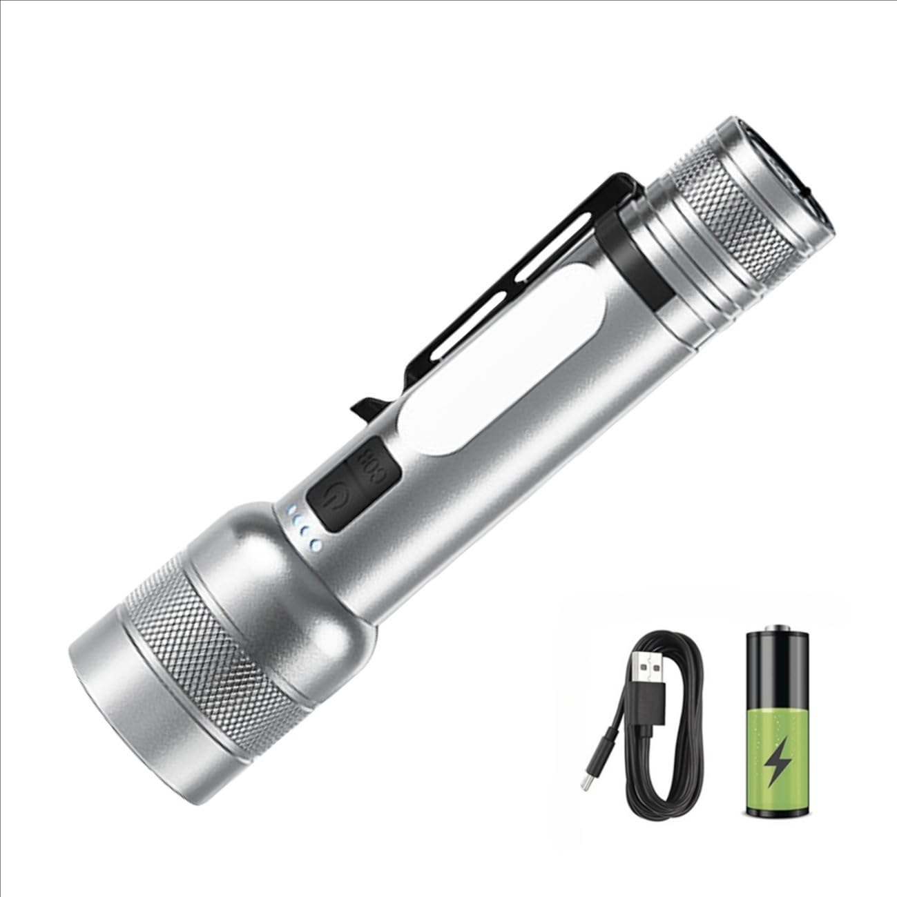 Rechargeable Flashlights High Lumens,Super Bright LED Flashlight,Small handheld Flash Lights for Camping or Emergency,Zoomable Strong Flashlight for Home and Adventure,with Portable Clip & Gift boxed