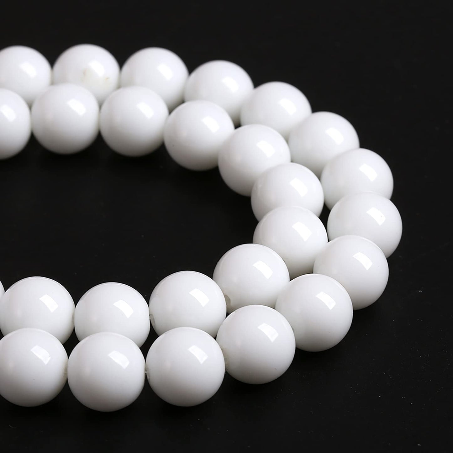 8mm 45PCS White Porcelain Agate Round Spacer Loose Beads for Jewelry Making DIY Bracelet Necklace 15 inches