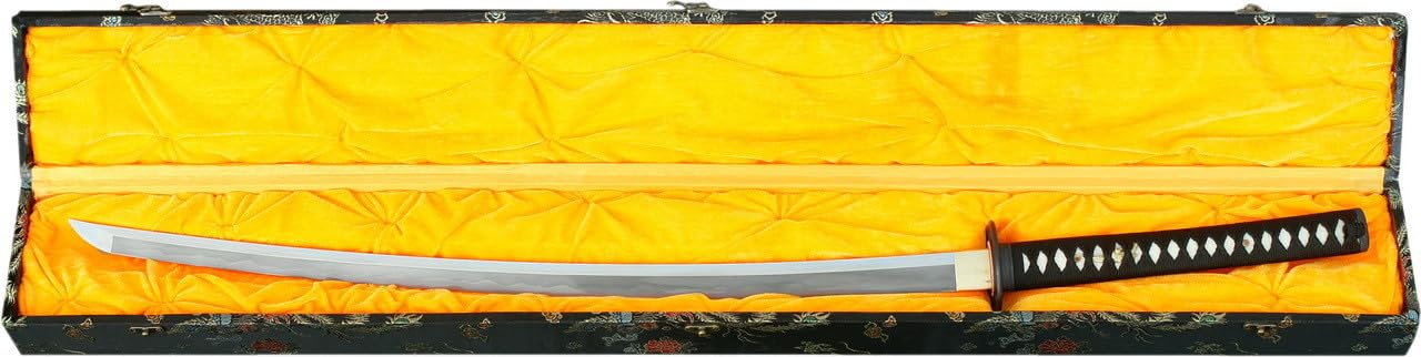 Munetoshi 44" Deluxe Brocade Locking Katana Display Silk Case Carrying Box Gift Collection Holder