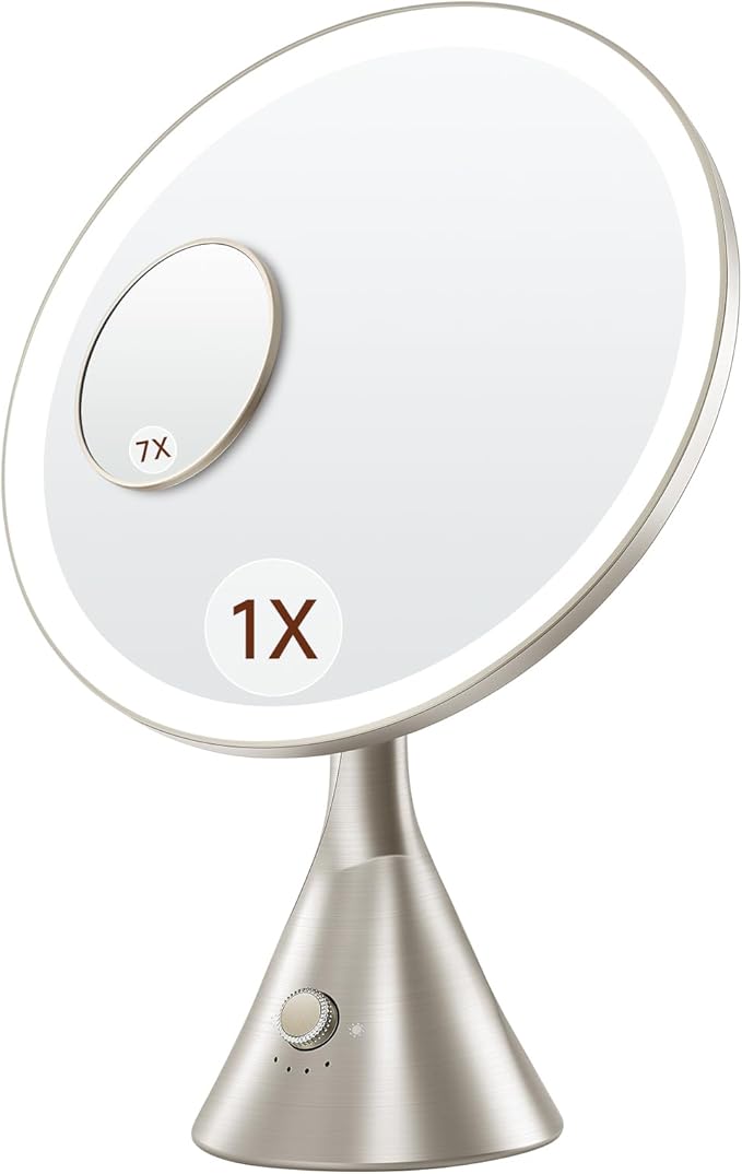 Lighted Makeup Mirror with Magnification Electric Plug in, 7X Magnifying Lighted Vanity Makeup Mirror with Led Lights
