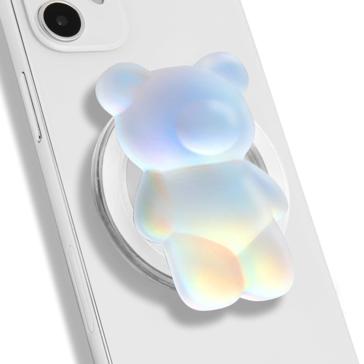 On The Grip Magnetic 3D Gummy Bear Style Expandable Collapsible Mobile Phone Grip Stand Holder for Smartphone Tablet Cell Phone Accessory (Matte Holographic)